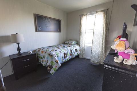 Closed door bedroom after